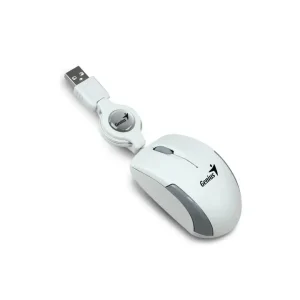 Mouse Genius Micro Retráctil Blanco – Compacto y portátil con cable USB – Netpowr IT